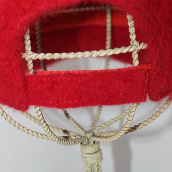 Rabbit Fur with Red Rhinestones Baseball Cap - Picture 7 of 11